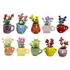 Cute Plant Fridge Magnets Mini Ceramic Vase Fridge Magnets Tiny 3D Plant Vase