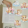 (US Local)6Pcs Acrylic  Cloud Cats Diamond Painting Fridge Magnet for Fridge