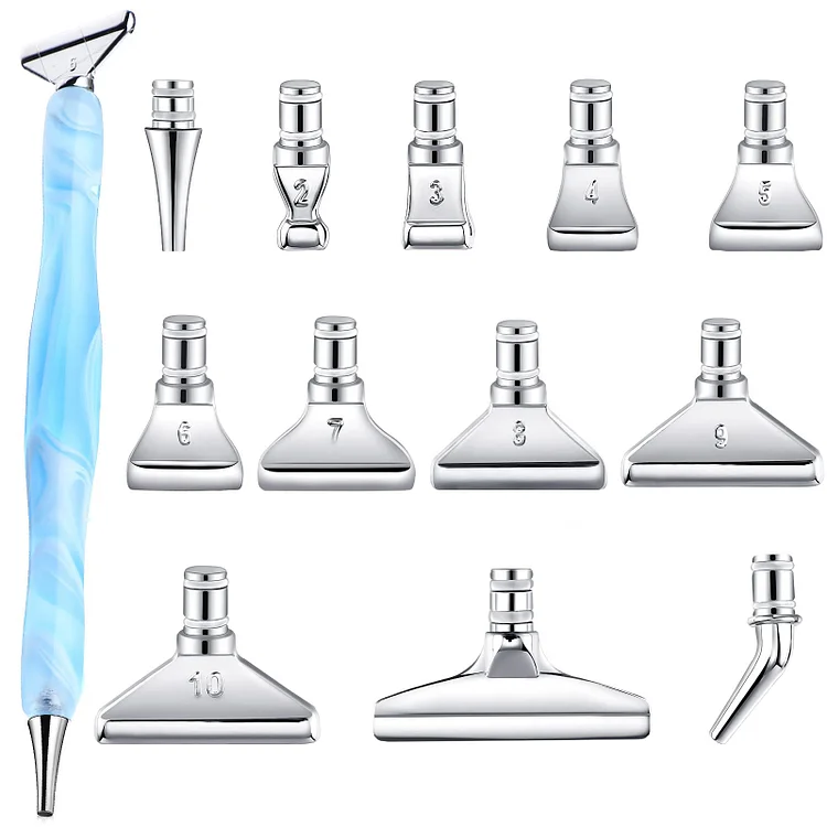 13x 5D Resin Diamond Painting Pen Nibs DIY Craft Point Drill Pens (Silver)