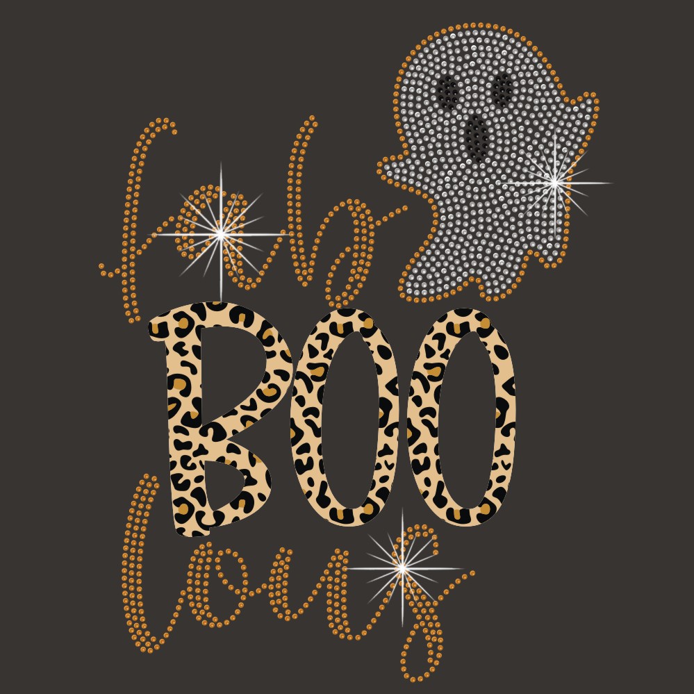 Fabulous boo cute halloween ghost rhinestone applique printable vinyl transfers