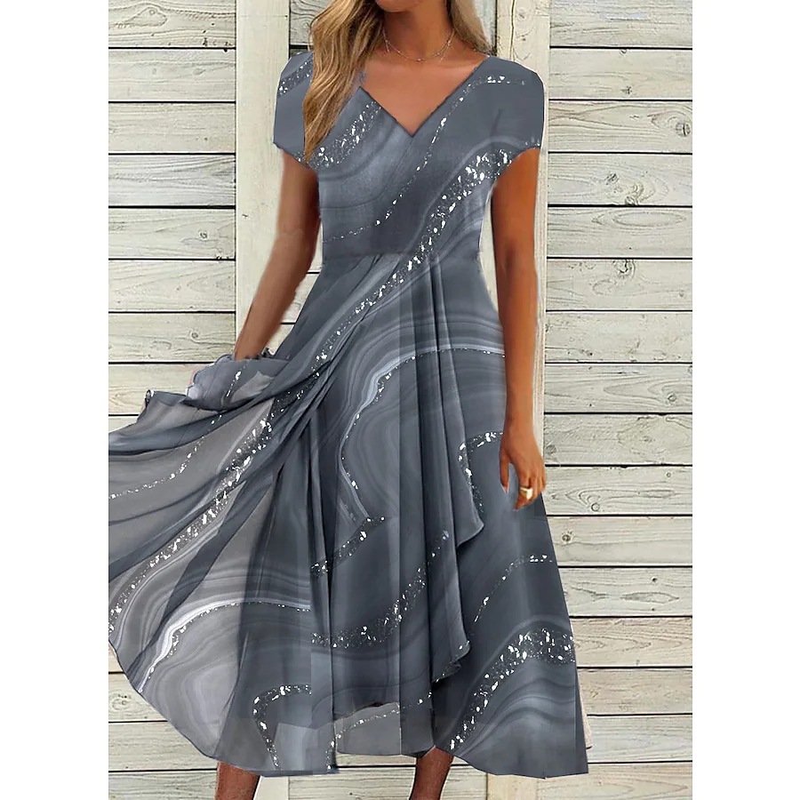 Mature Women Urban Knitted Stitching Summer Dress