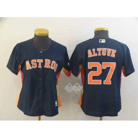 Women's Houston Astros #27 Jose Altuve Navy Cool Base Stitched MLB Jersey(Run Small)