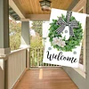 DIY Diamong Painting Double Sided Drills Garden Flags Outdoor Decor Holiday Garden Decorations Kit(Welcome Wreath)