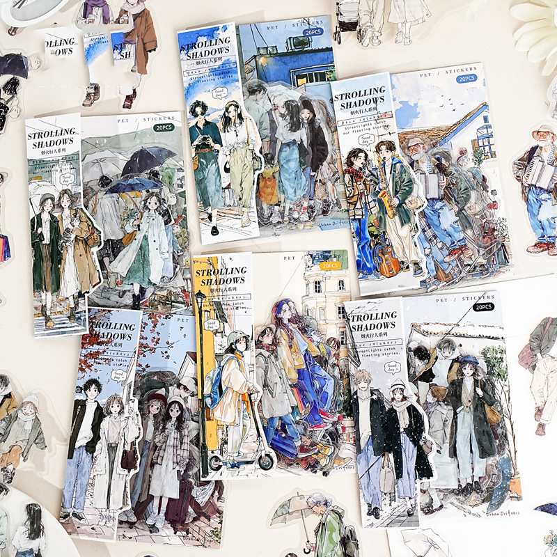 PET 스티커 - 보행자 시리즈 빈티지 캐릭터