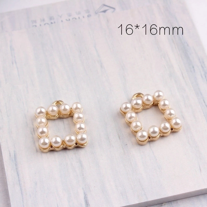 10 PCS/Package Alloy Pearl Geometric Pendant Minimalist
