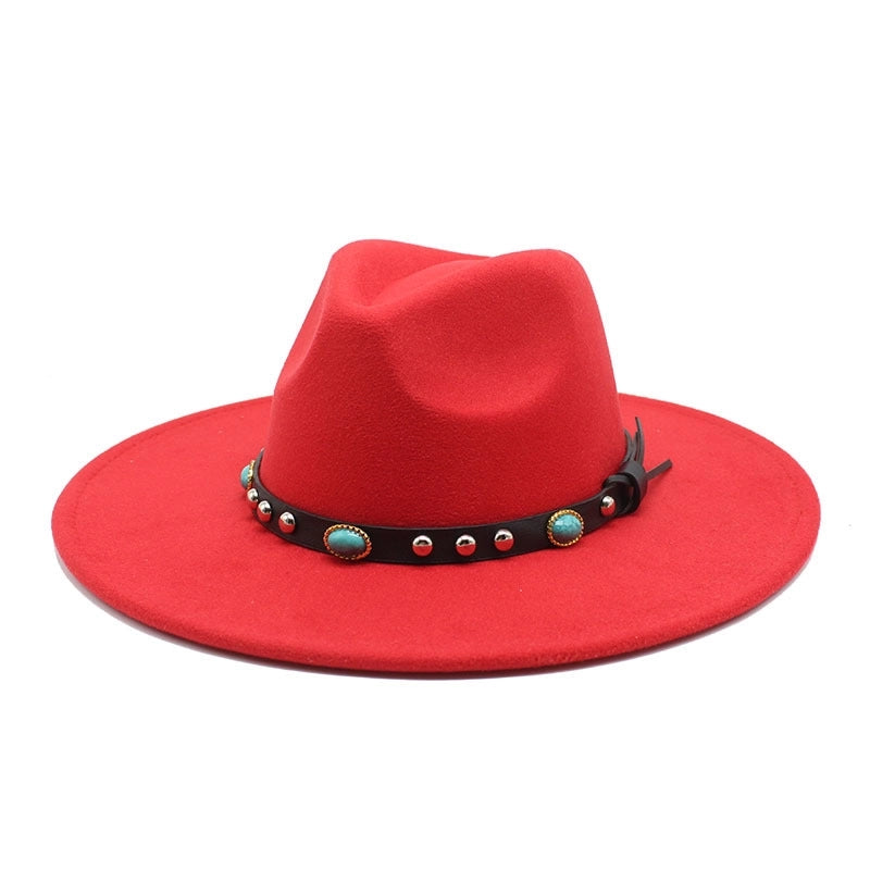 Classic Panama Autumn And Winter Men And Women Denim Woolen Hat New Big Brim Hat