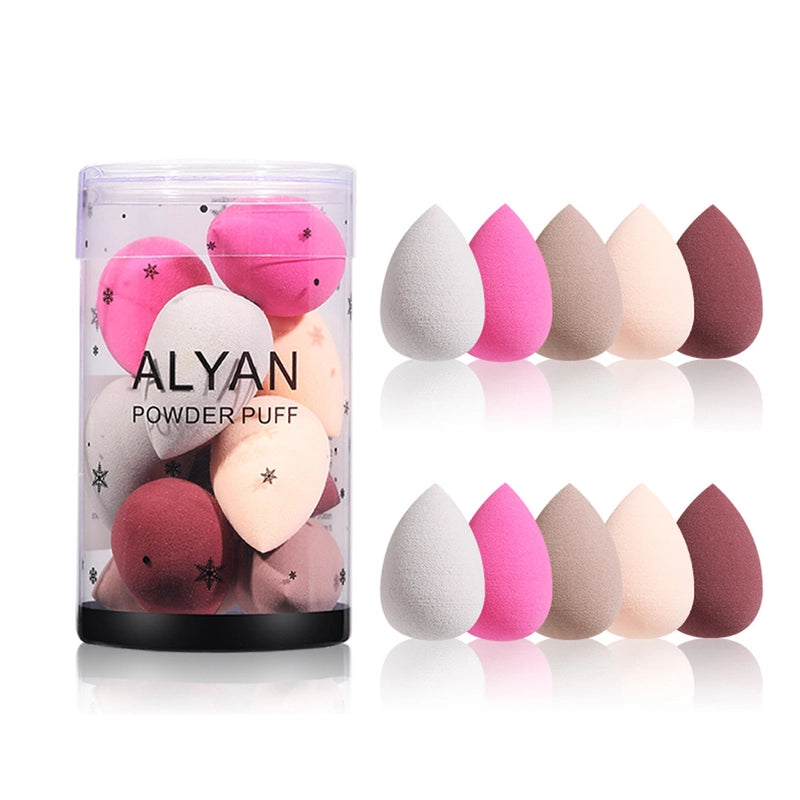 ALYAN Mini Beauty Egg Cylinder 10 Pack Soak Water Enlarged Wet And Dry Cosmetic Sponge Powder Puff Foundation BB
