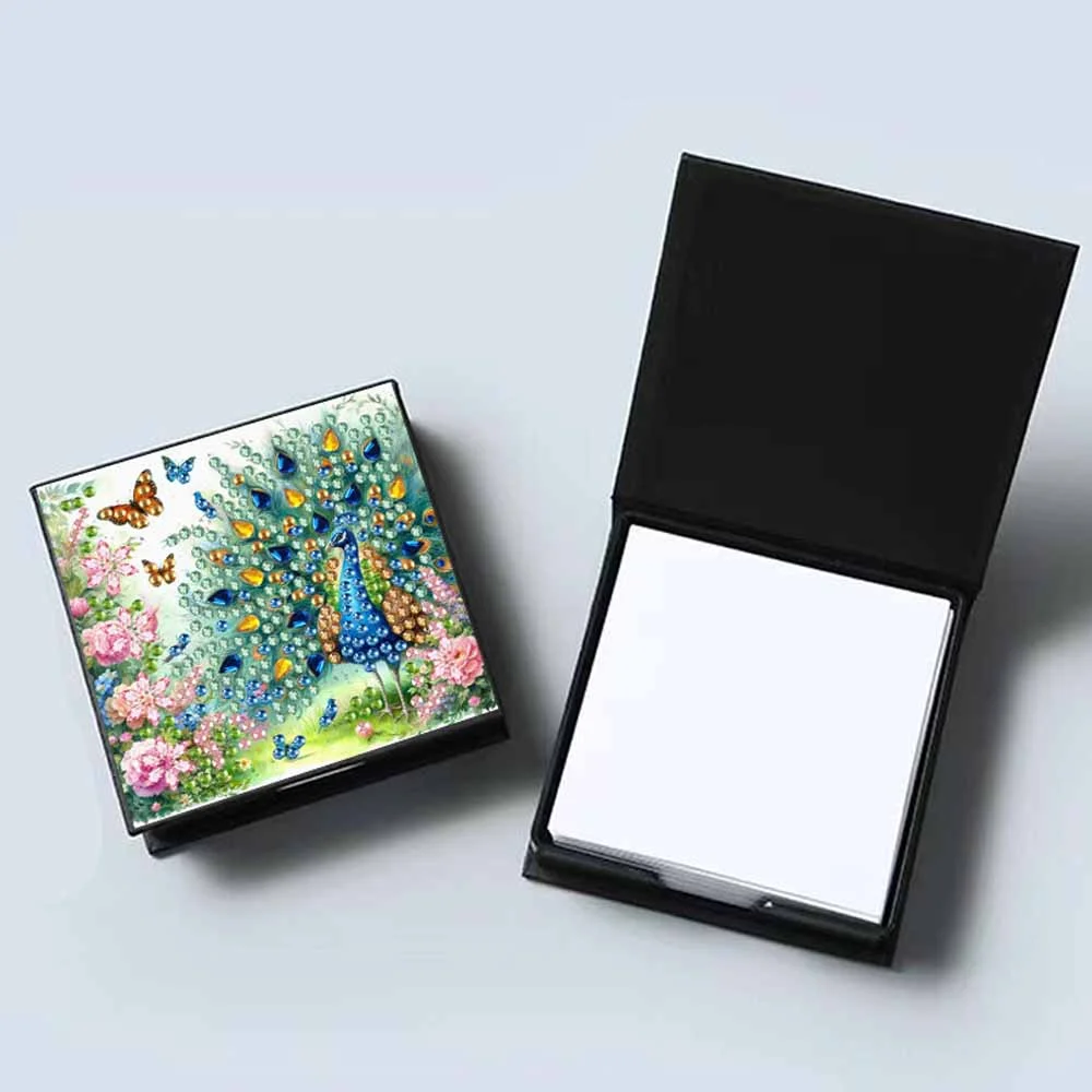 DIY Peacock Diamond Painting Memo Pad Holder Mosaic Kit for DIY Art Craft