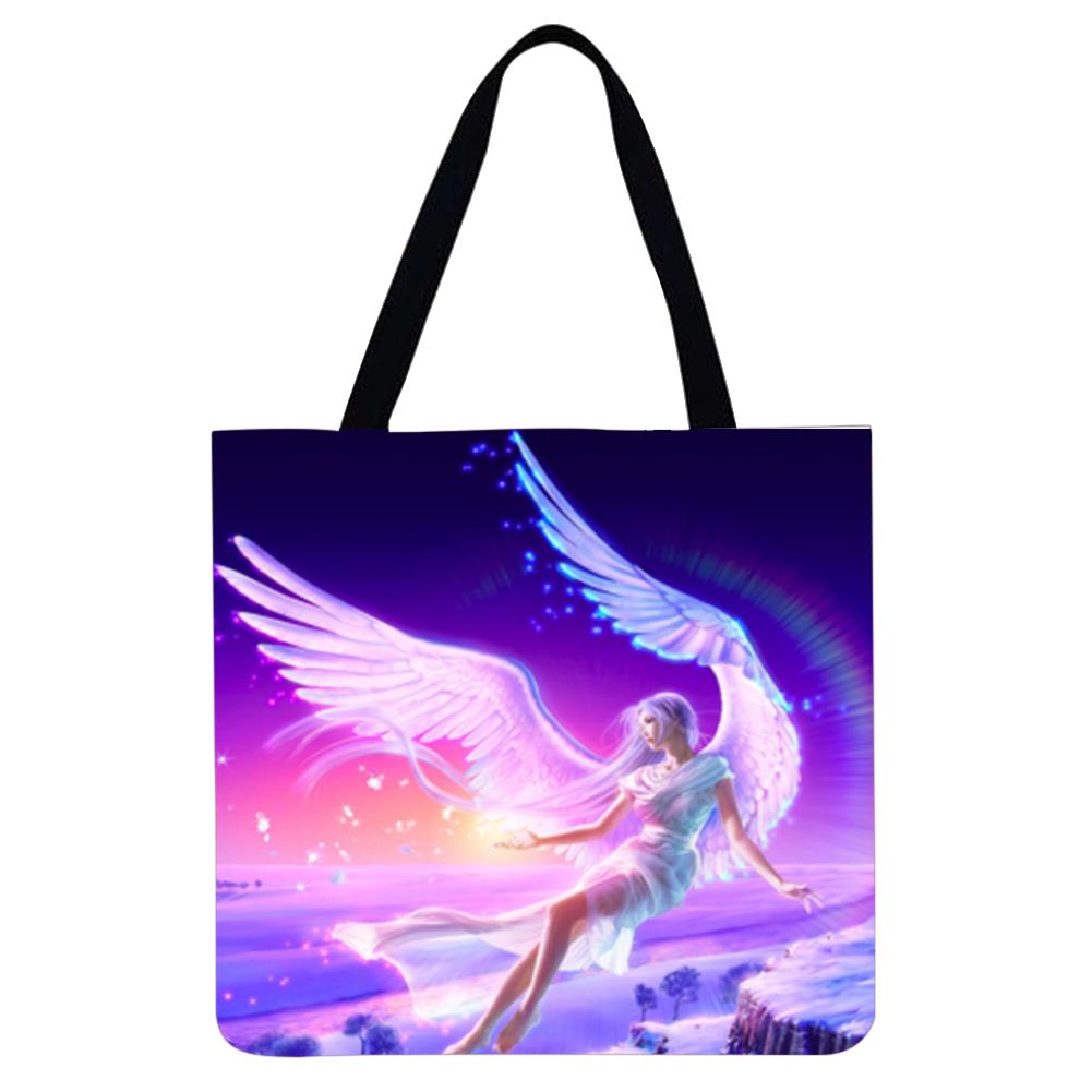 Linen print tote bag