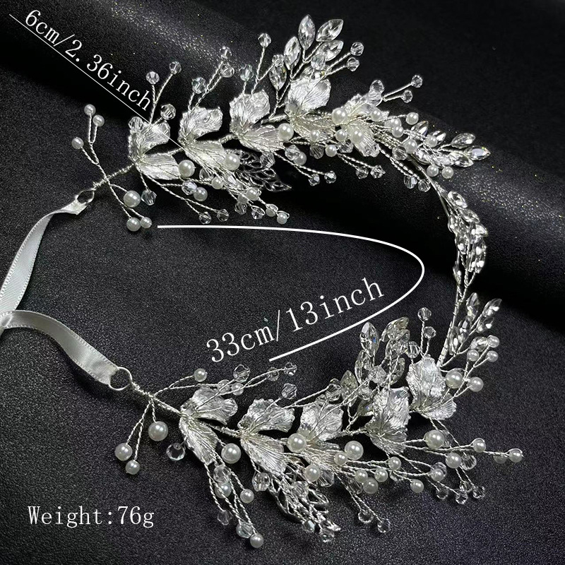 Forest Chic Alloy Leaf Handcrafted Pearl Bridal Headband - Wholesale Direct