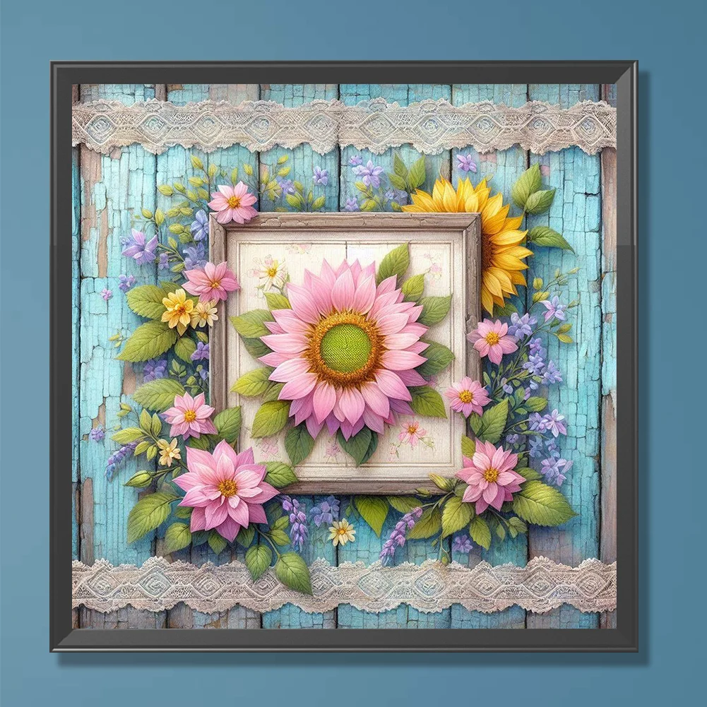 Diamond Painting - Full Round Drill - Pink Sunflower(Canvas|30*30cm)