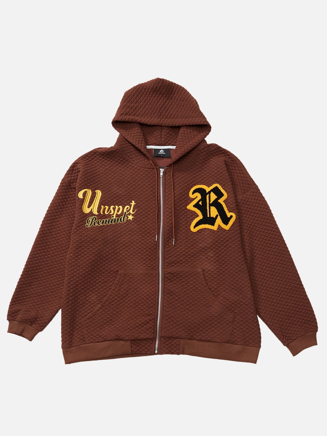 Unspent Remind Letter Embroidered Zip-up Hoodie
