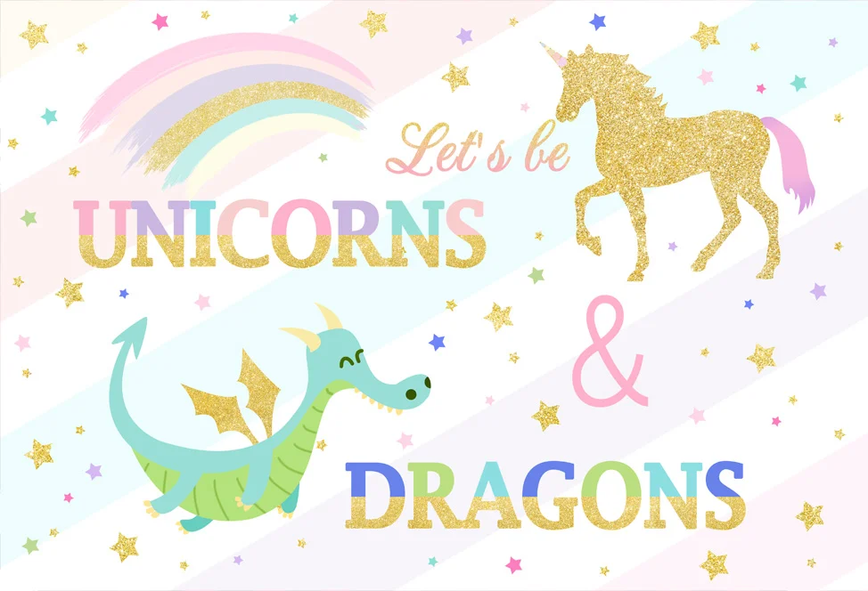 Unicorns Or Dragons Gender Reveal Backdrop RedBirdParty