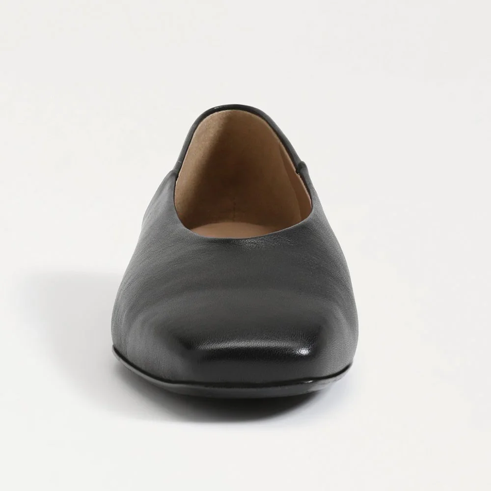 Elegant All Black Slip On Flat Square Toe Trendy Shoes for Women