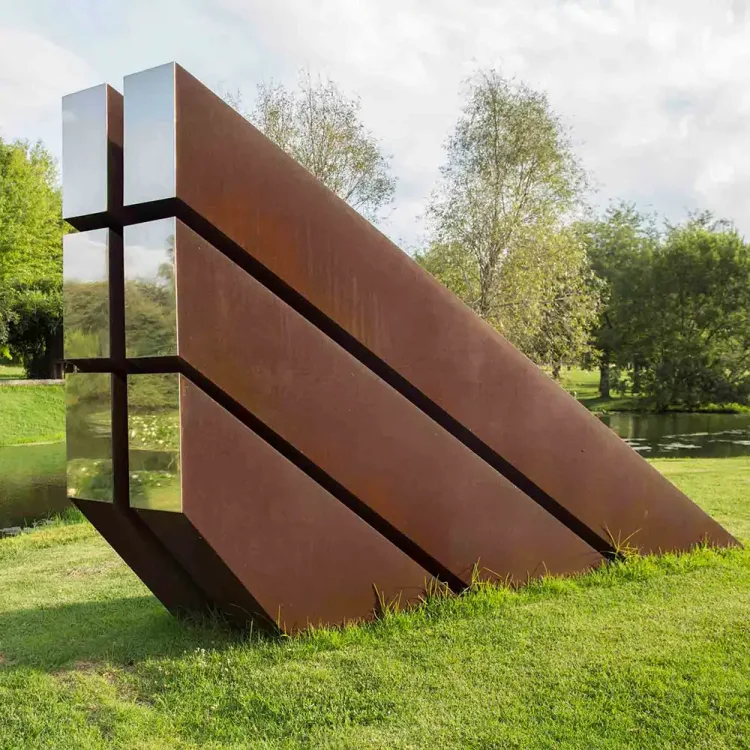 Modern Abstract corten steel sculpture Large Outdoor Public Art Installation