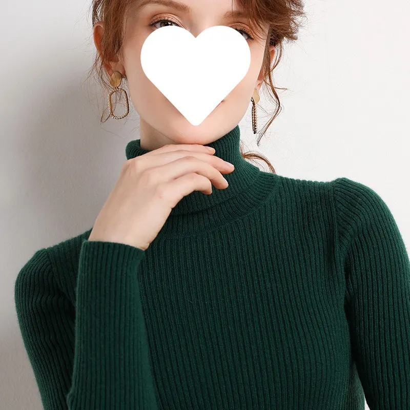 Uveng Uveng Temperament High-Neck Basic Sweater Women's Autumn And Winter Repair Jacket Inside The Bottom Of The Long-Sleeved Knitting Shirt