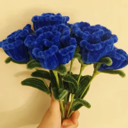 DIY Pipe Cleaners Kit - Blue Rose Flower - Mystical Blue Vow, Valentine's Day Special Treat, Unfolding Miraculous Love!