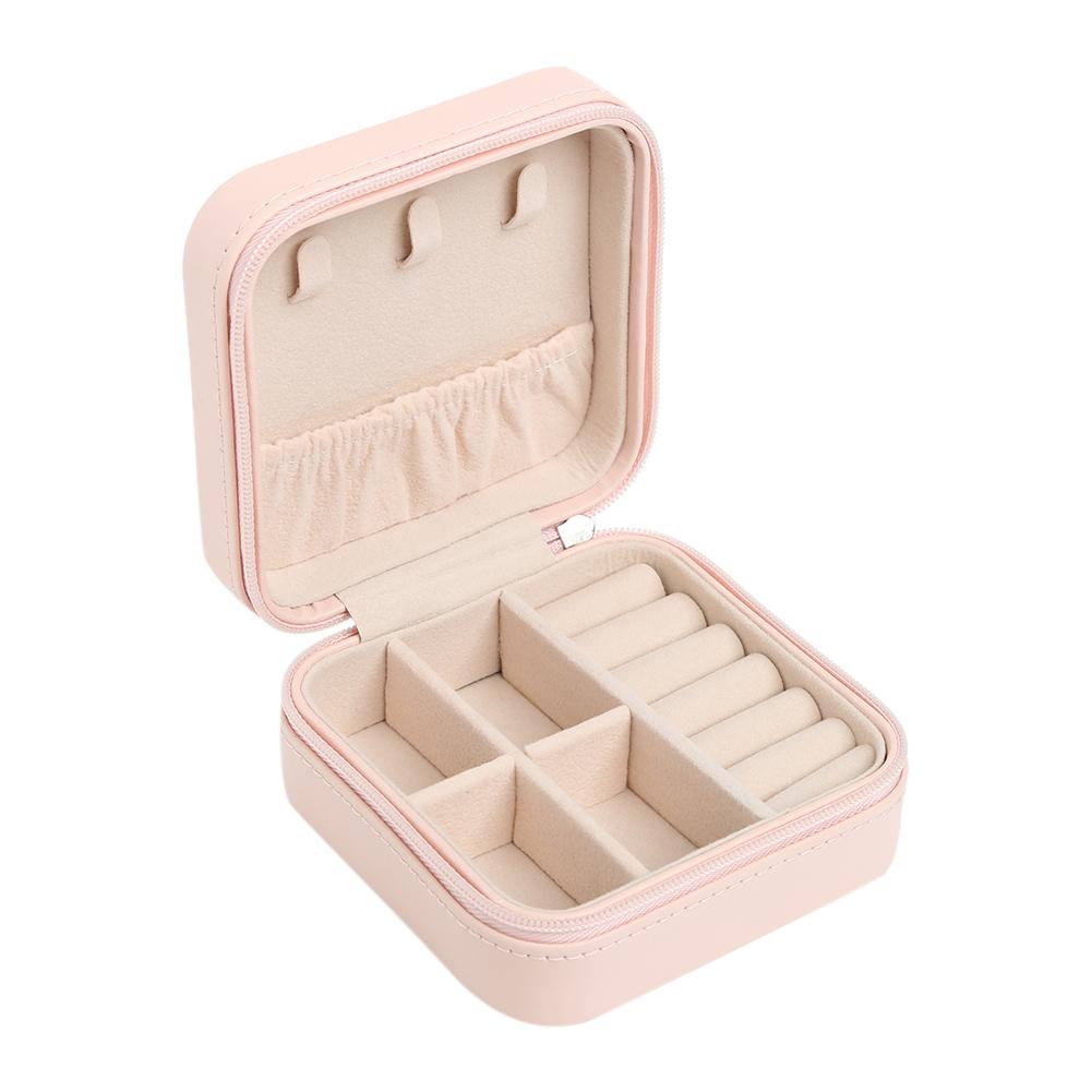 

Portable Stud Earrings Rings Storage Box PU Leather Jewelry Display Case, Pink, 501 Original