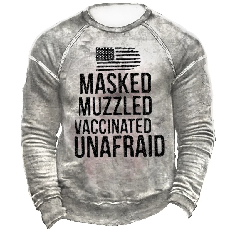 Masked Muzzled Vaccinated Unafraid Men's Retro Casual Sweatshirt / [viawink] /