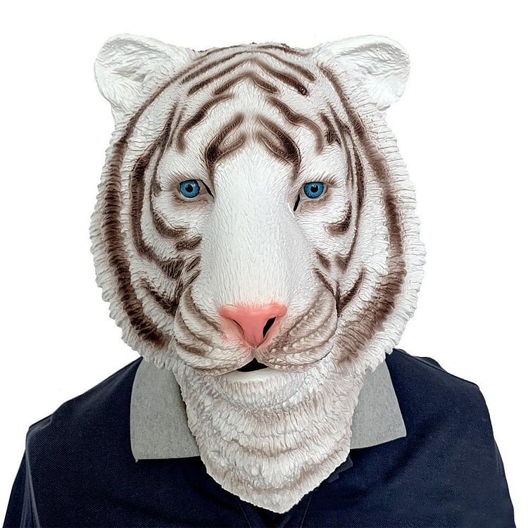 Halloween White Tiger Mask Animal Party Halloween Full Head Mask