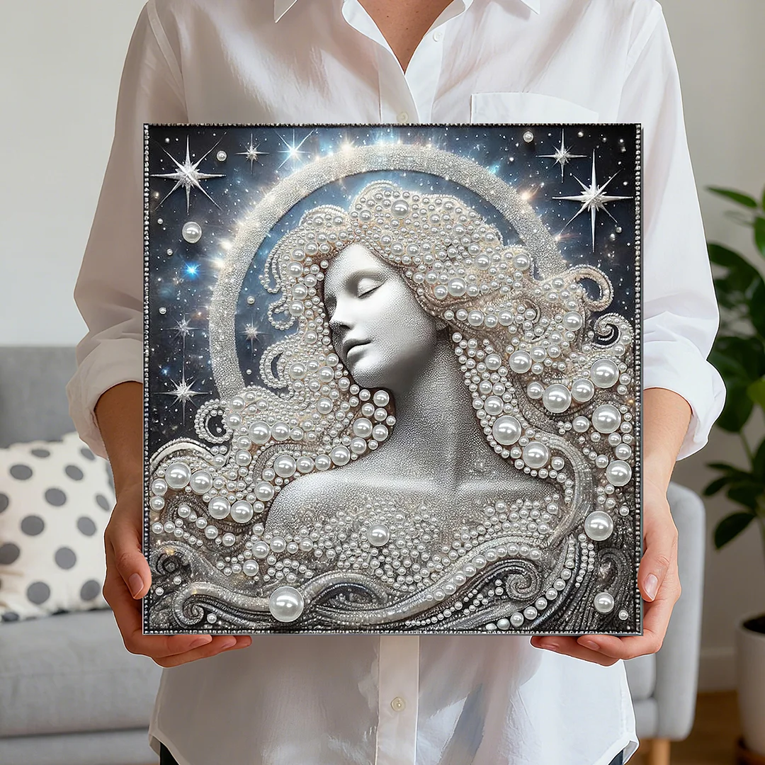 Celestial Pearl Goddess DIY Pearl Art Diamond Painting 30x30cm for Home Decor