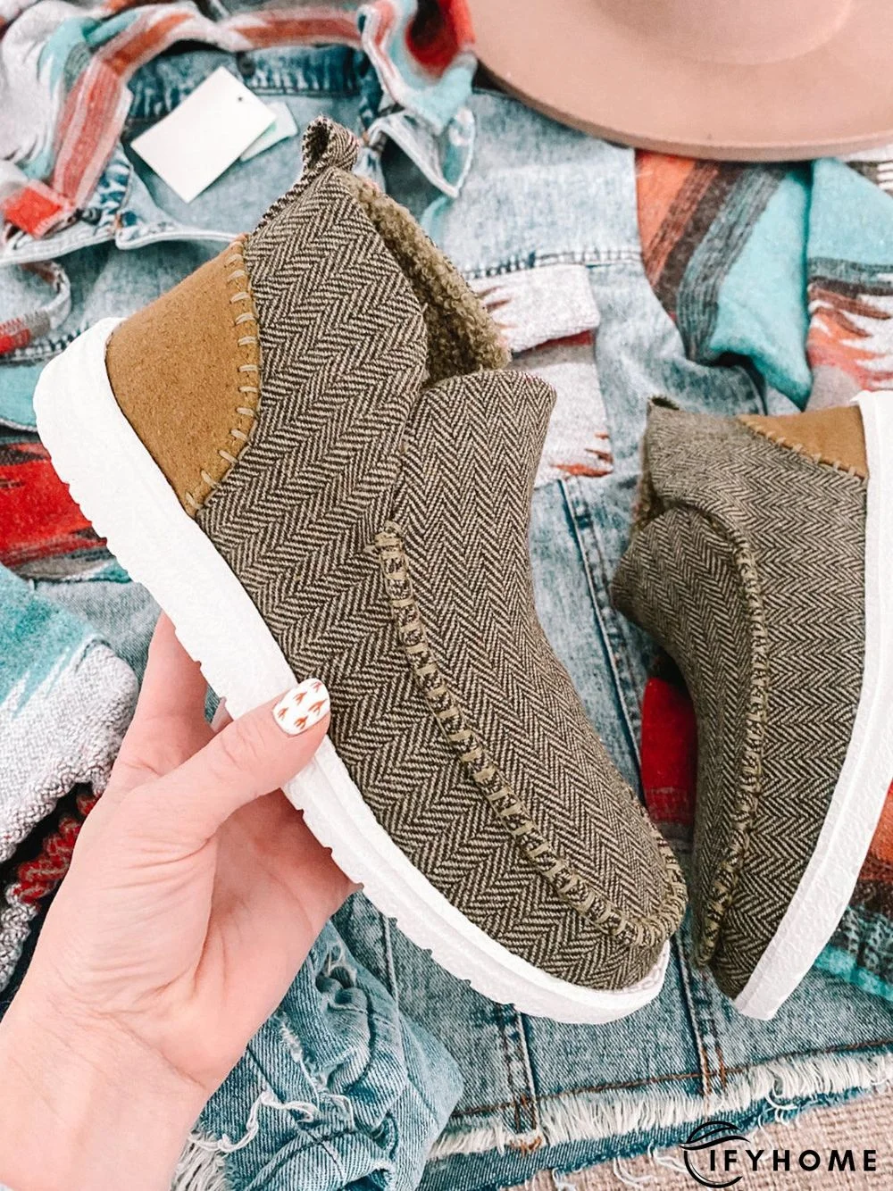 Womens's Warm Lined Slip On Canvas Shoes | IFYHOME