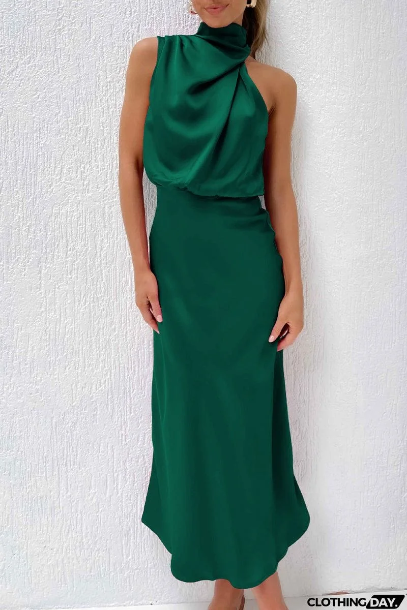 Celebrities Simplicity Solid Zipper Half A Turtleneck A Line Dresses