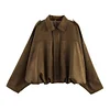 Women's Trendy Drop Shoulder Buckle Waist-Tightening Bomber Jacket Coat