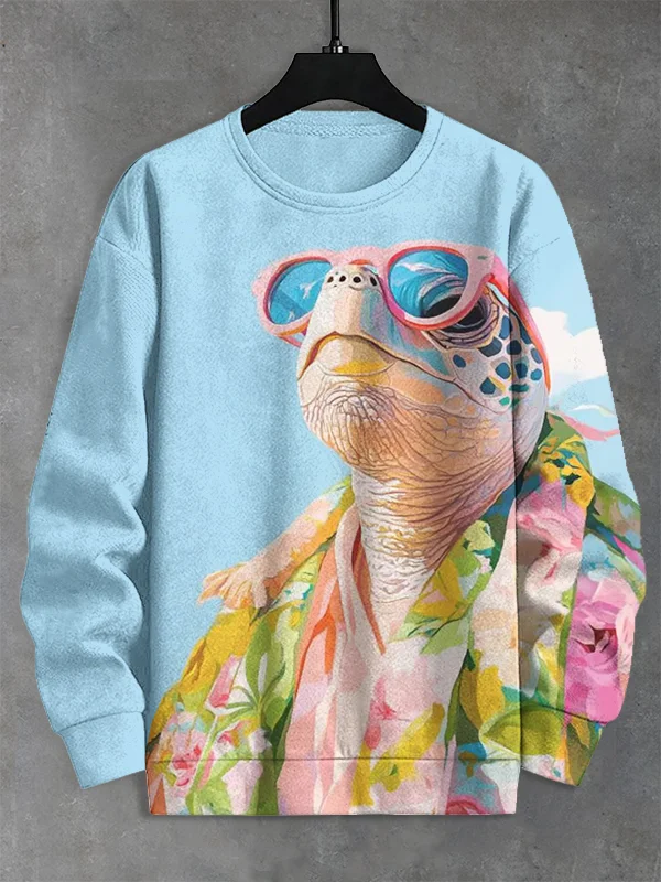 Men's Traveling Turtle Print Casual Sweatshirt