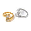 Waterdrop Zircon 18K Golden Silver Ring