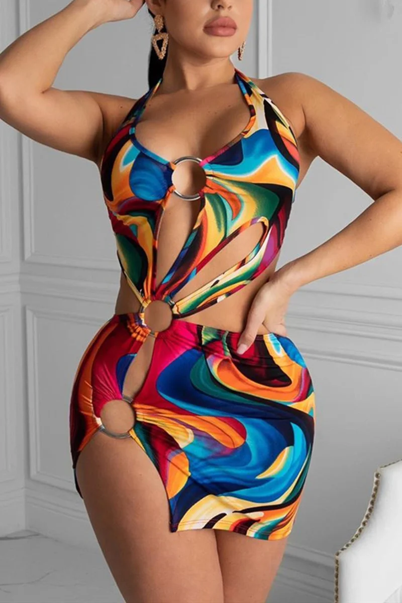 Multicolor Sexy Fashion Print Swimsuit | EGEMISS