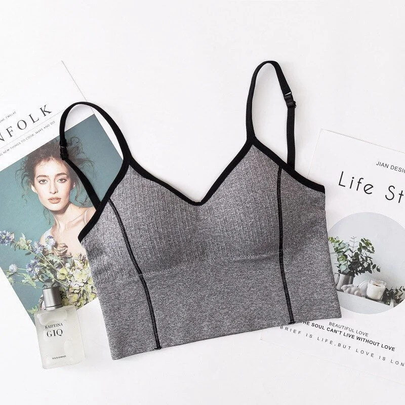 Women's Fashion Top Tube Top Bra Women's Cotton Underwear Seamless Breathable Bra Solid Color Ladies Soft Tank Up Sexy Lingerie