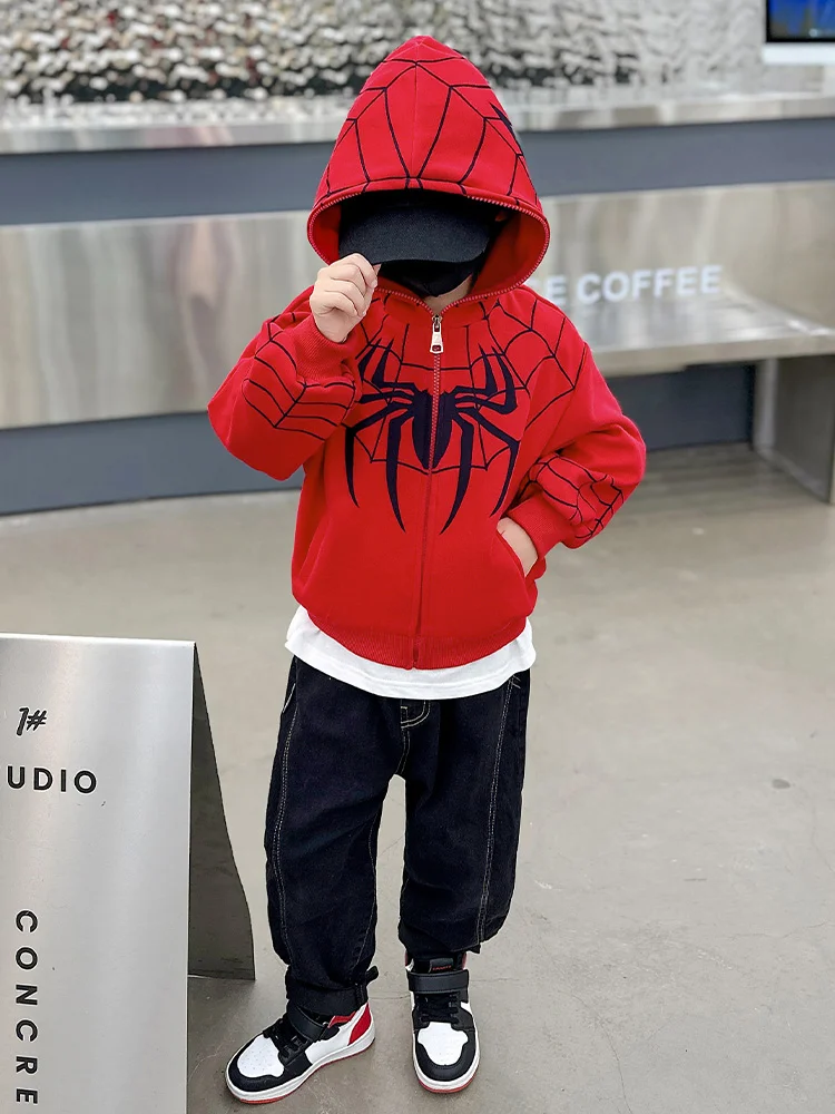 Boys' Coat Autumn 2023 New Children's Spider Hoodie