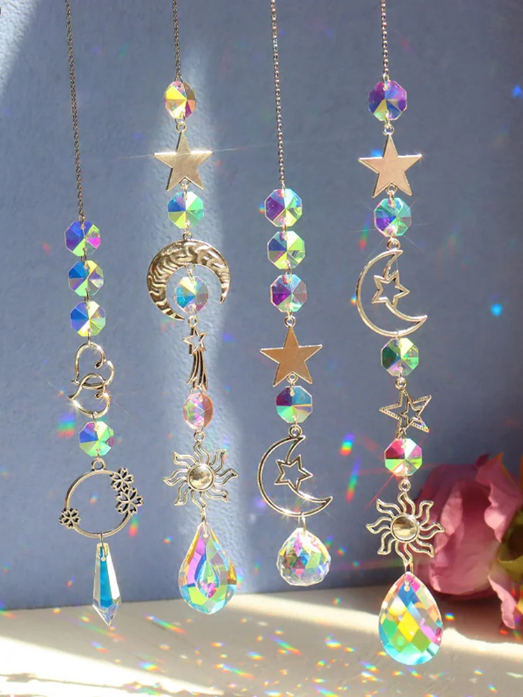 Crystal Wind Chime Ornament Garden Window Hanging Light Catching Pendant