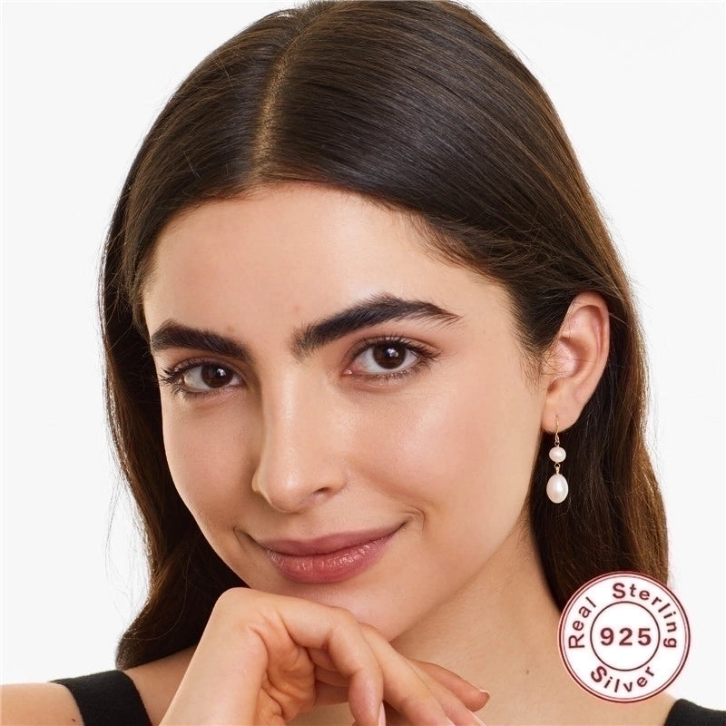 1 Pair Fashion Ball Plating Inlay 925 Sterling Silver Pearl Zircon Drop Earrings