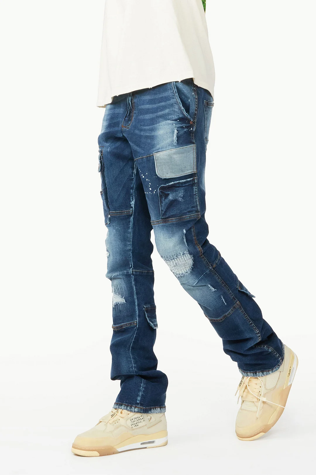 Gannon Dark Blue Stacked Flare Jean