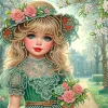 Fille-Partial sp&eacute;cial diamant peinture-30 * 30cm