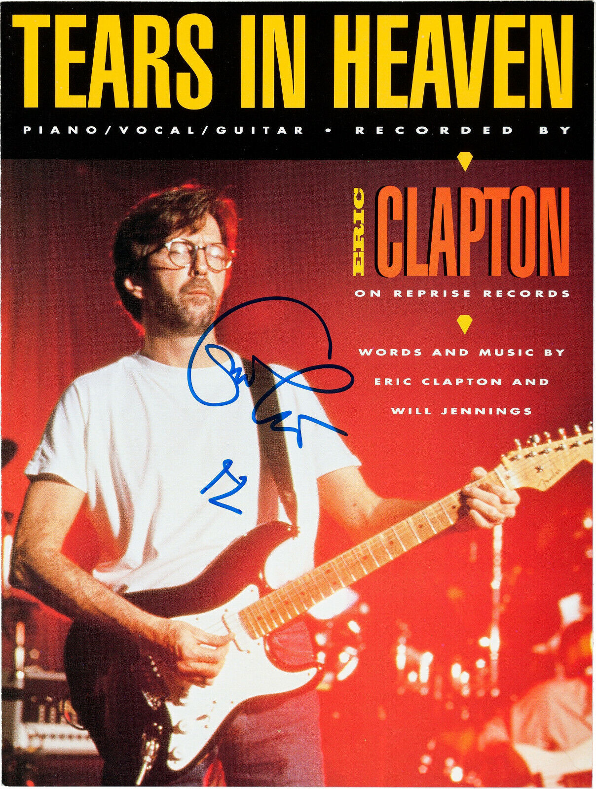 ERIC CLAPTON Signed 'Tears In Heaven' Photo Poster paintinggraph - Rock Guitarist - preprint