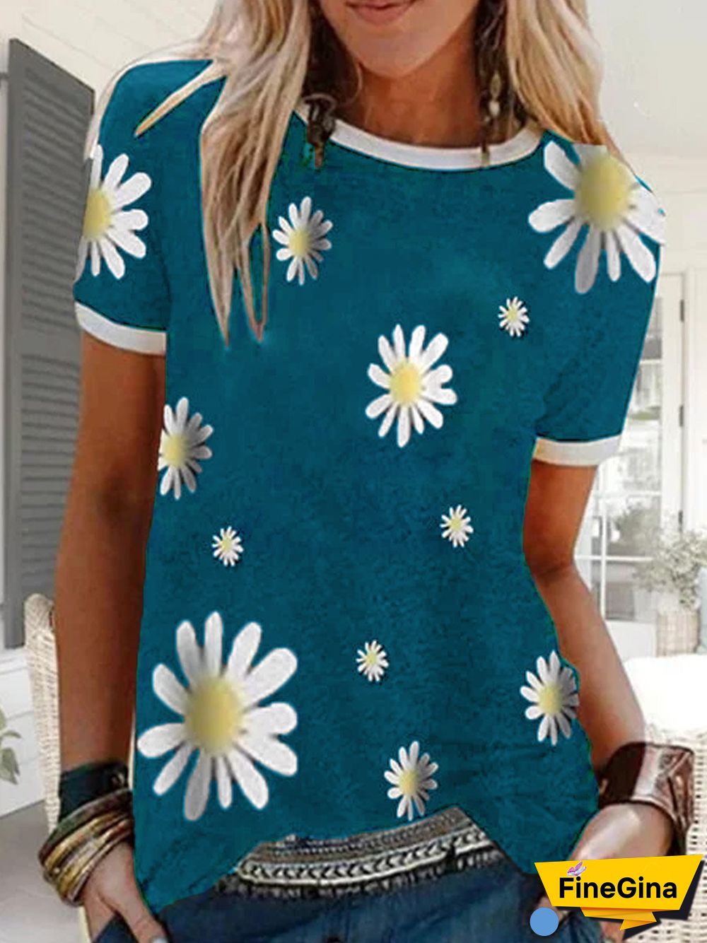 Black Cotton Round Neck Casual Printed T-shirt