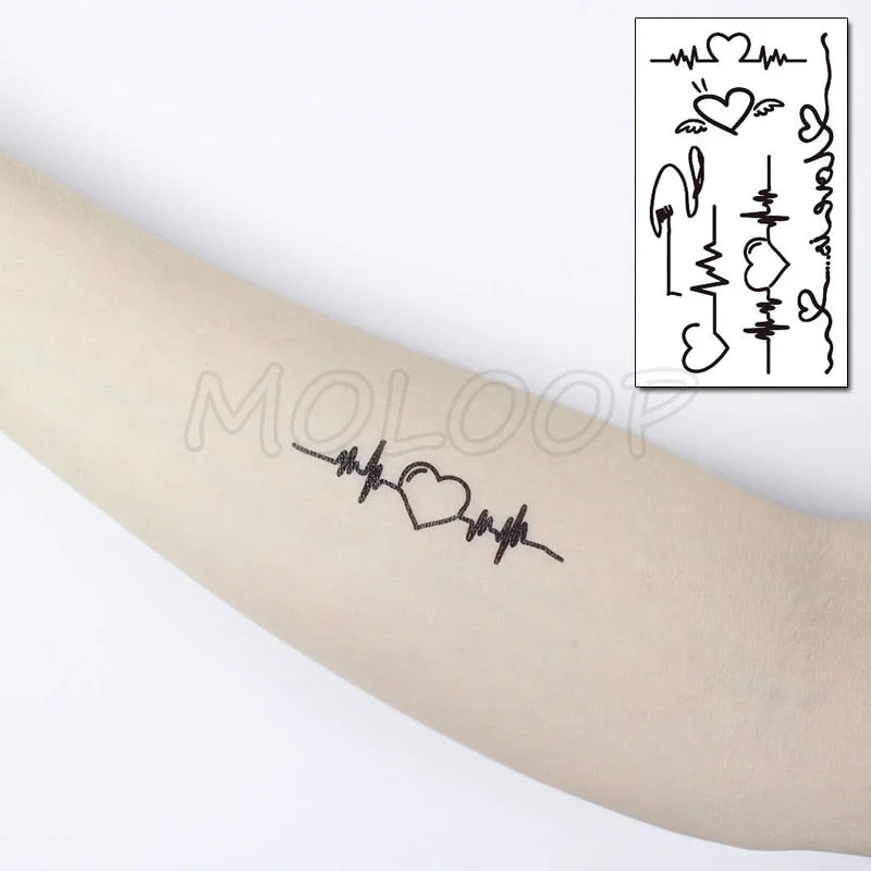 Water Transfer Tattoo Sexy Black Letter Lifeline Tattoo Body Art Waterproof Temporary Fake Flash Tattoo for Man Woman 10.5*6cm