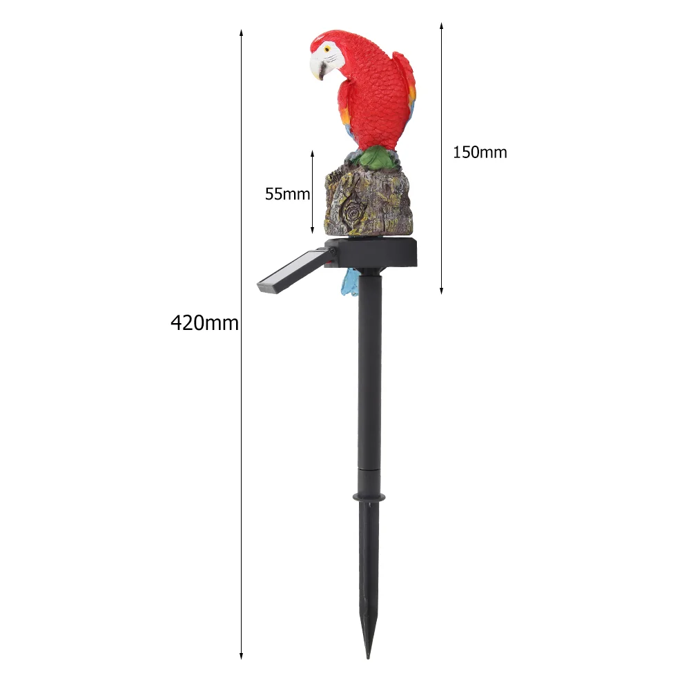 Solar Power LED Parrot Lawn Light Waterproof Garden Landscape Lamp (Red)