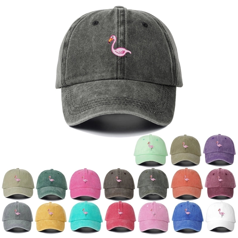Unisex Commute Flamingo Embroidery Curved Eaves Baseball Cap