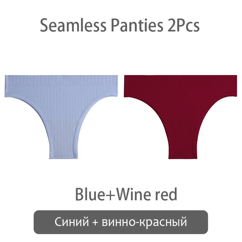 FINETOO Seamless Brazilian Panties Women 2Pcs/set T-back Underwear M-XL Panty Ladies Thongs Underpants Female Lingerie 9 Colors