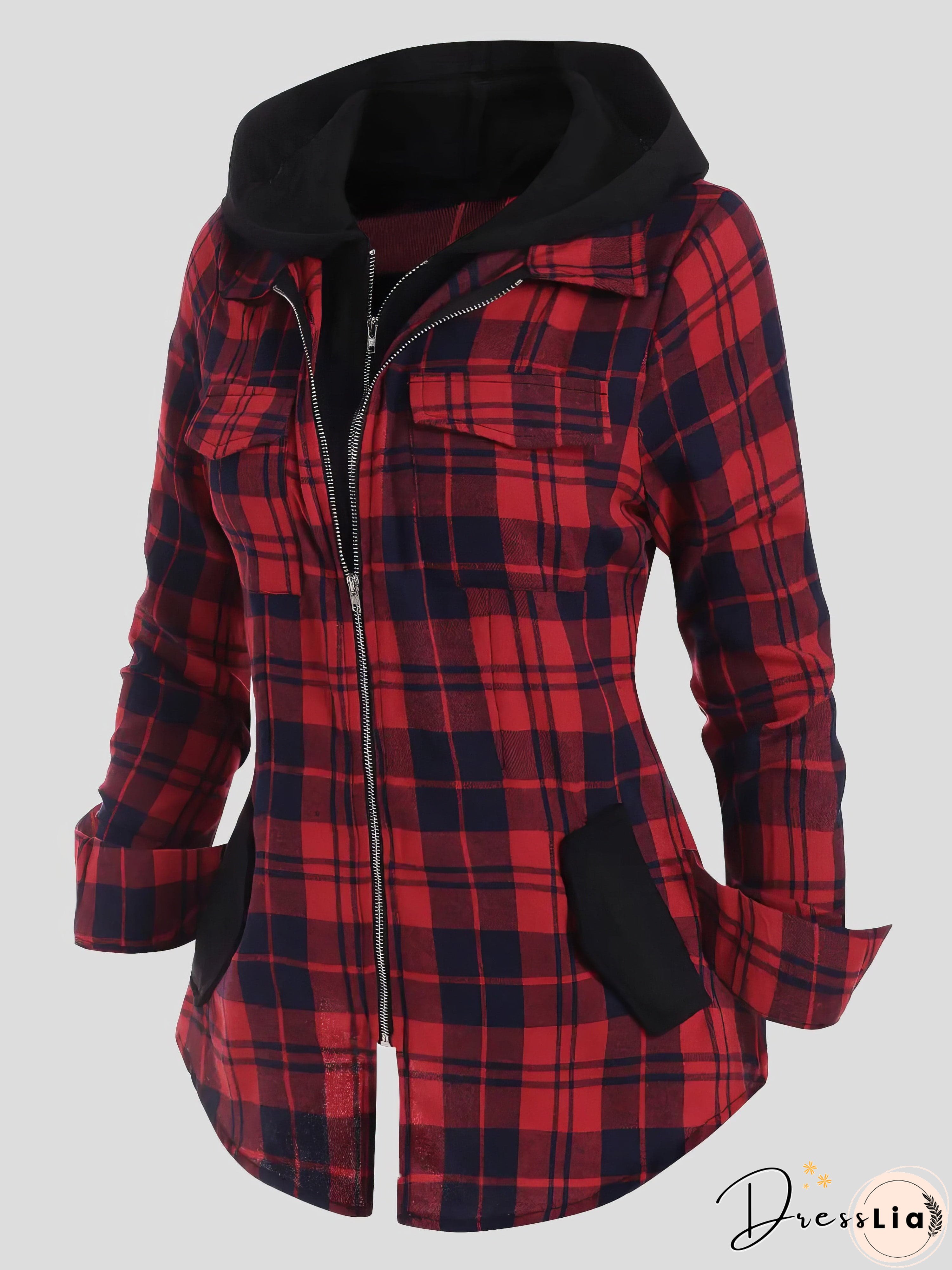 Green Plaid Corduroy Jacket with Pockets
