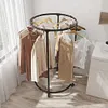 Circular Drying Rack with Wheels Display Hanging Clothes Rack for Clothing Store