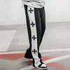 Cross Contrast Print Pocket Flared Trousers