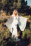 Maternity Lace Wedding Flare Sleeve High Waist Pregnant Bridal Gowns Dresses