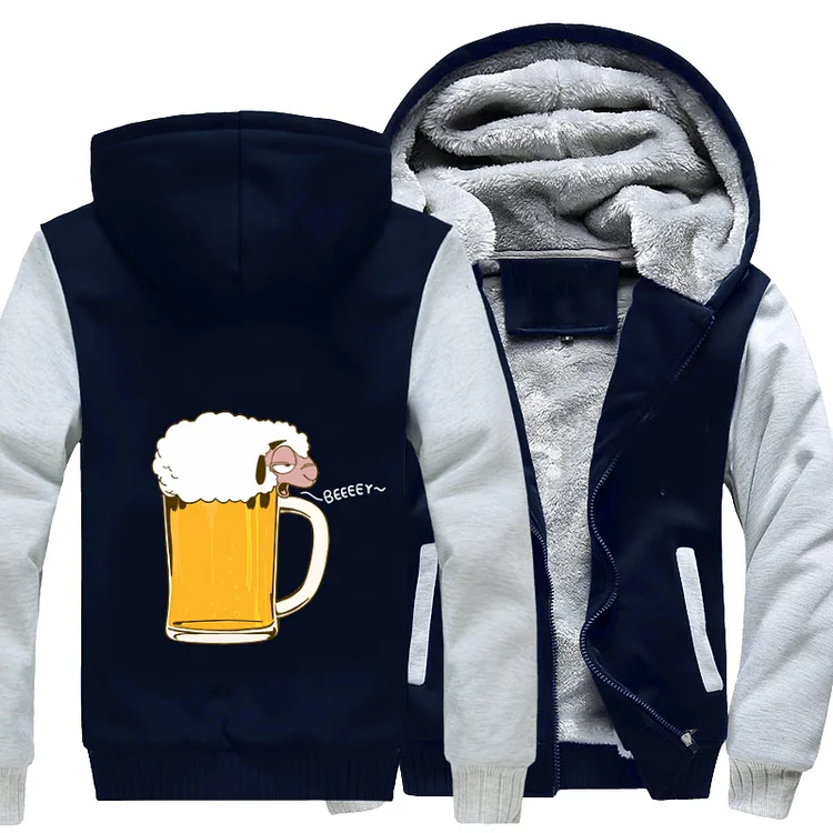Sheep Foaming Beer, Beer Fleece Jacket