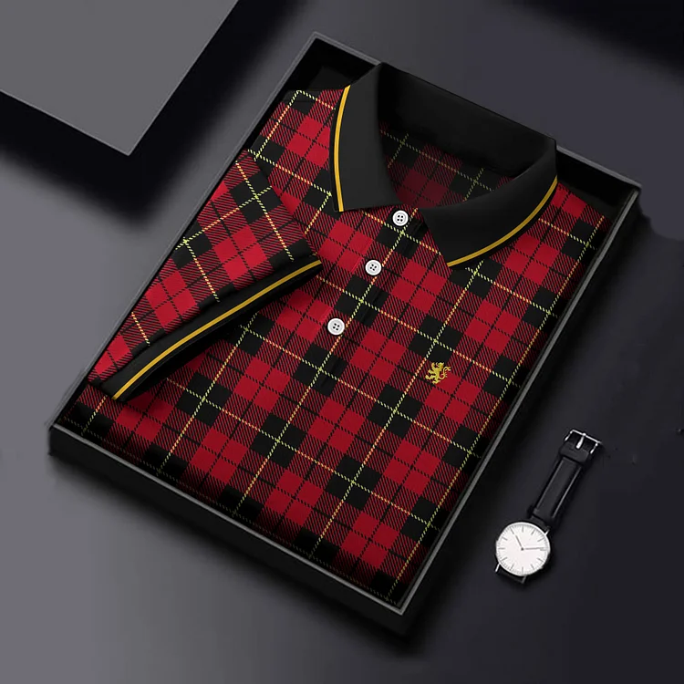 Men's Scotland Plaid Short Sleeved Polo Shirt