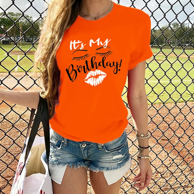 It's My Birthday Red lips print T-shirt